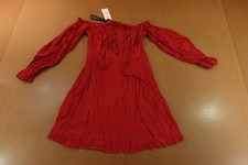Zanzea Womens Medium Red Off The Shoulder Long Sleeve A Line Short Dress NWT