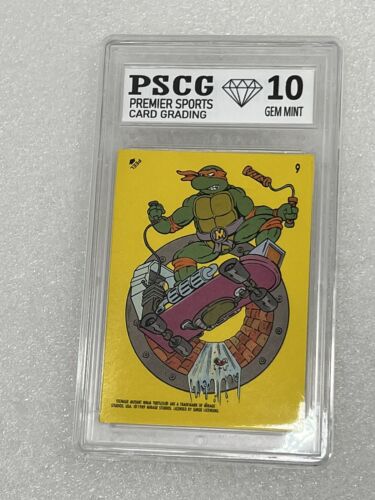 1989 Topps TMNT #9 SKATEBOARD Mutant Ninja Turtles Sticker PSCG 10 MINT - Picture 1 of 2