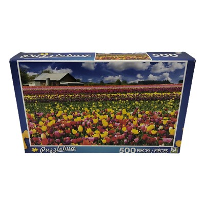 LPF Puzzlebug Tulip Farm Oregon 500 Piece Jigsaw Puzzle New Sealed