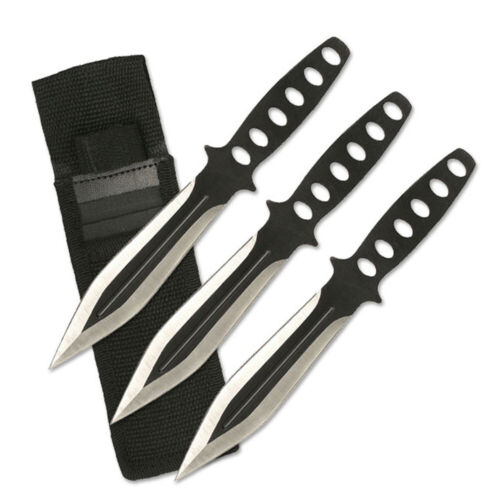 Perfect Point Silver & Black Throwing Knives 203mm 3pcs (K-RC-136-3) - Picture 1 of 1