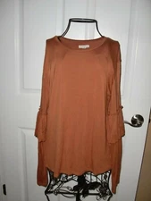 JUNIOR'S~TUCKER+TATE~95%VISCOSE/5%SPANDEX~RUFFLED LONG SLEEVE~TOP Size XL(14-16)