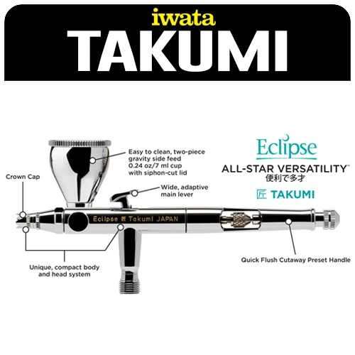 Iwata Eclipse Takumi Airbrush .35mm + Free Insured Freight - image 2 of 4