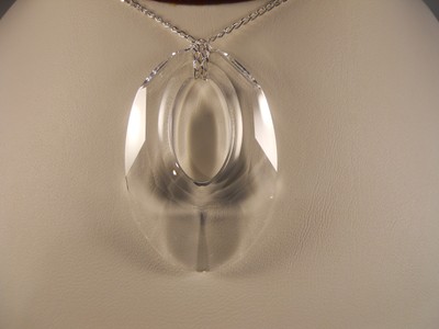 Sterling Silver, Faceted Helios Crystal Pendant Necklace