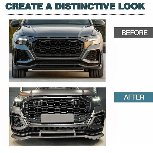 For Audi RSQ8 RS Q8 2020UP REAL CARBON Front Bumper Splitter Air Vent Cover Fins - Picture 7 of 7