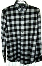 IZOD Black, Gray, Soft, Plaid, Long Sleeve Flannel Shirt, Varied Sizes