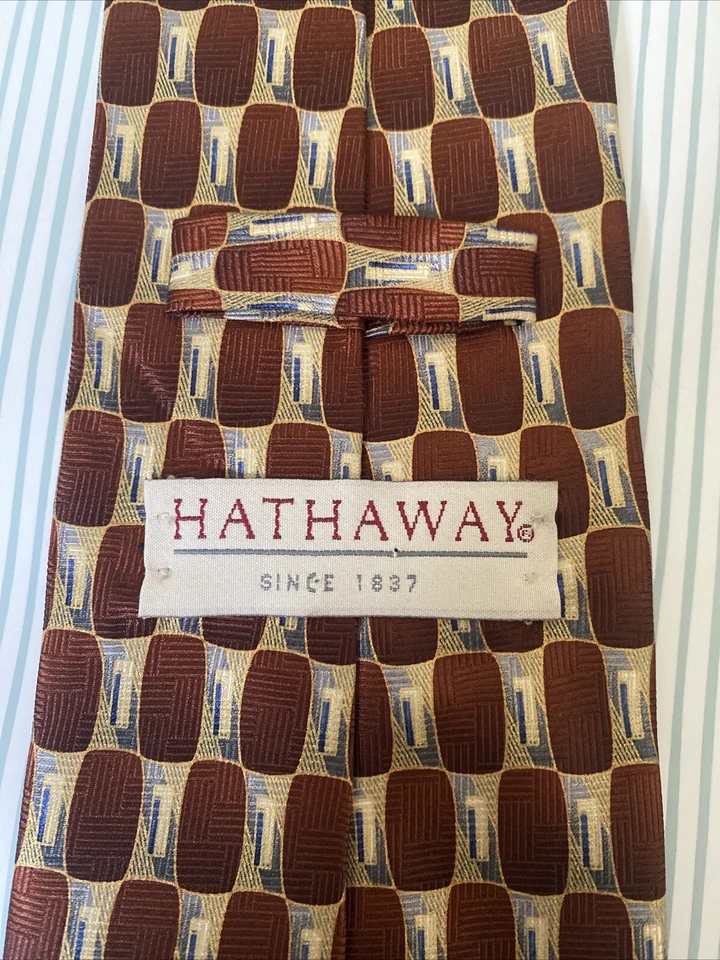 Hathaway 手工制作 100% 真丝男式领带复古 — 第 3/4 张图片