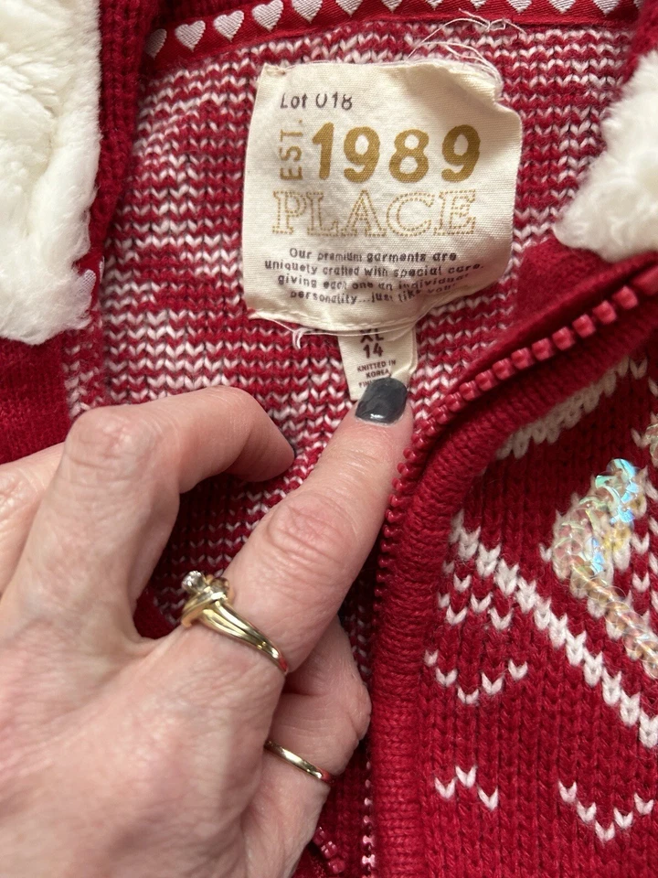 Children’s Place Rojo Talla 14 XL Chaqueta Corazones Navidad San Valentín  Foto 2 de 4