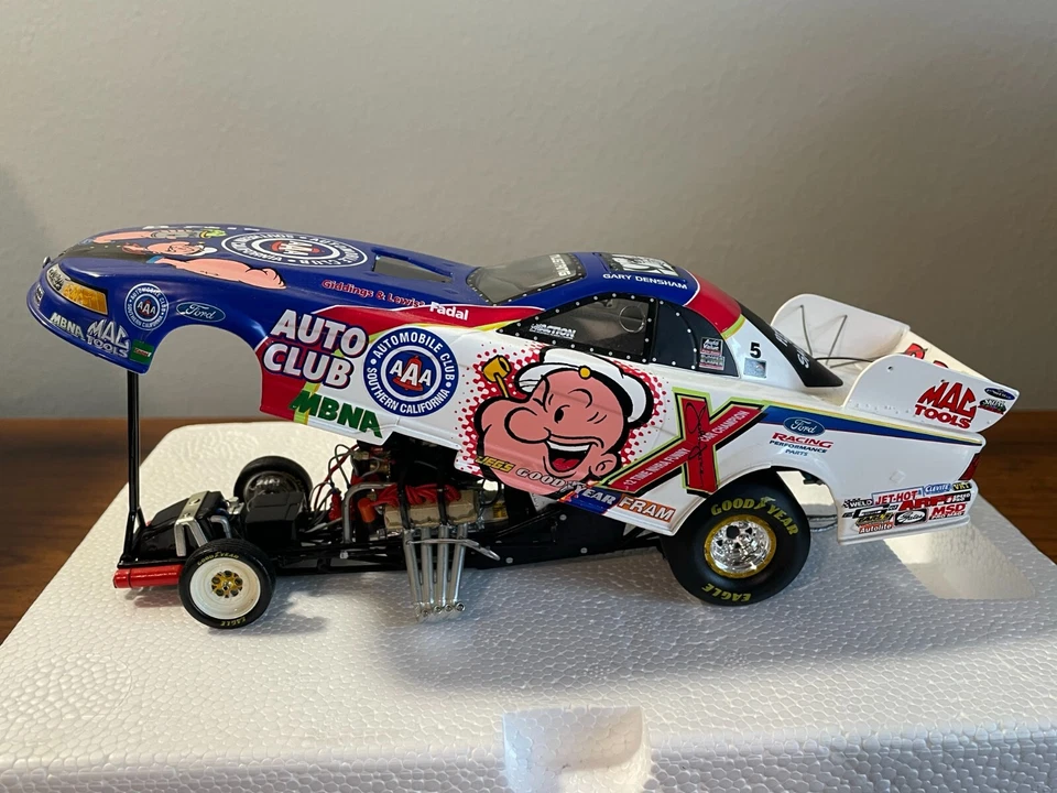 NHRA JOHN FORCE 1:24 Funny Car POPEYE Diecast GARY DENSHAM Drag Racing - Image 3 of 4