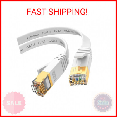 Ethernet Cable 15 ft, Cat7 High Speed Ethernet Cable, Flat LAN Patch Cords with 