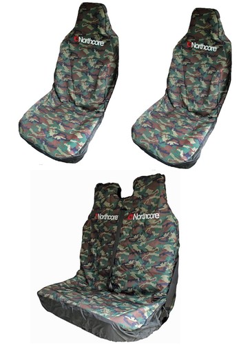 Northcore Van Car Seat Covers Single Or Double Black or Camo combi Packs VW T5 - Picture 11 of 14