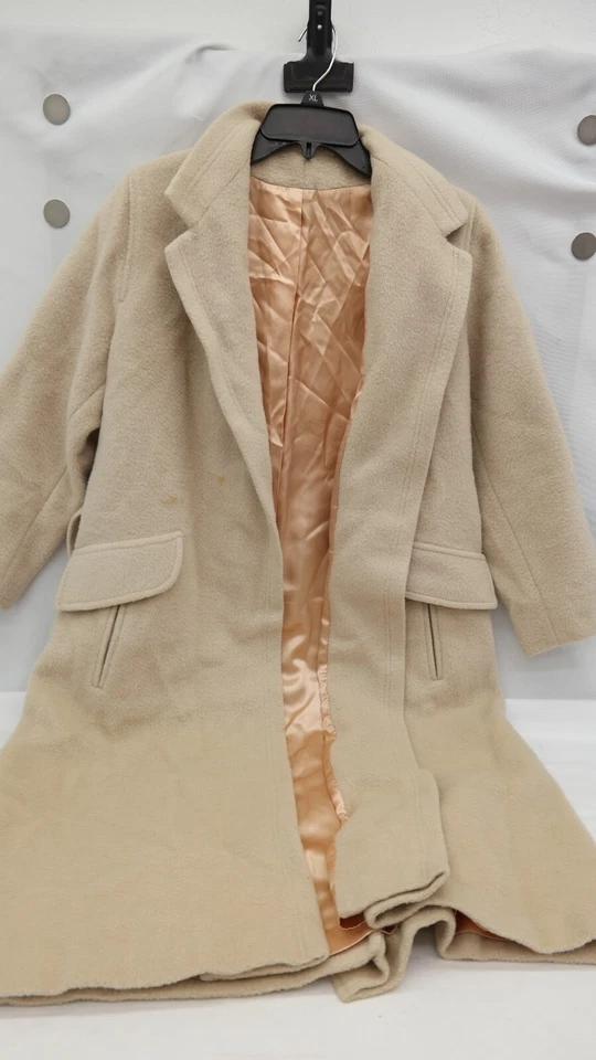 Gabardina de lana Forstmann vintage con corbata delantera 42" de largo TF Foto 2 de 4