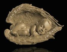 STL 3D Model BABY IN THE WINGS for CNC Router Aspire Artcam 3D Printer Engraver