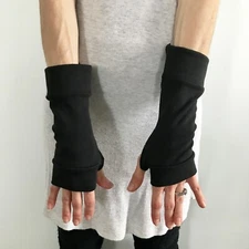 Mens Black Wrist Length Arm Covers Eczema Gloves Womens Sleeves Cotton Scar Warm