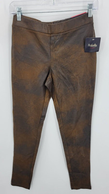 Rafaella Pants Womens Small Brown Faux Suede Leather Pull On Tapered Legging NWT