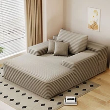 68" Oversized Boneless Chaise Lounge Sofa Bed Reading Chair Corduroy Cloud Couch