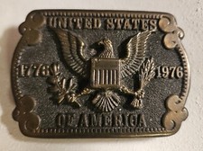 1776 Bicentennial 1976 Spirit of America Patriotic Eagle US Seal Belt Buckle B6