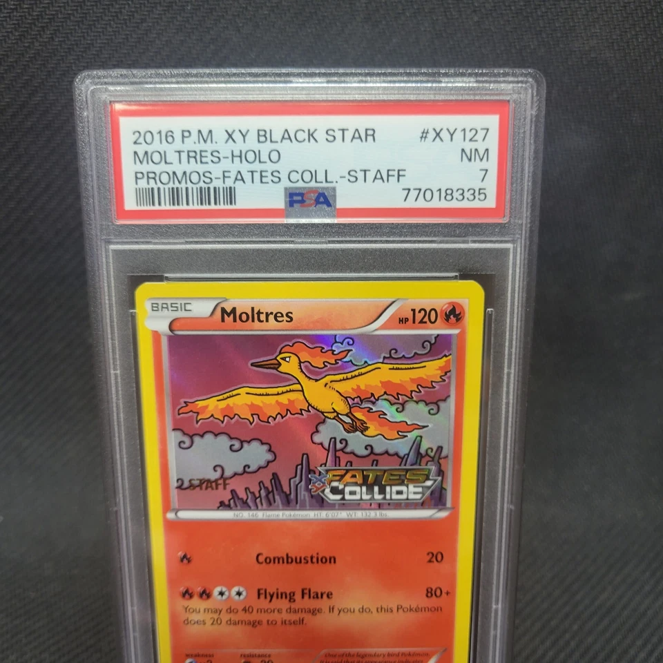 Pokémon Fates Collide PSA 7 Moltres XY127 Prerelease STAFF Promo Card NM - Image 4 of 4