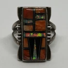 Vintage Southwestern Sterling Silver Ring + Cuff Set With Inlay