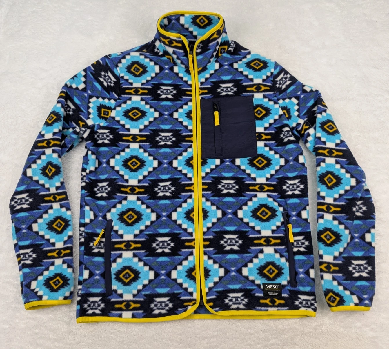 Wesc Moritz Aztec Fleece Jacket M-L/W-XL Full Zip Southwestern Blue Purple