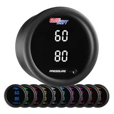 GlowShift 10 Color Digital Dual Pressure Gauge - Boost, Oil PSI, Fuel PSI