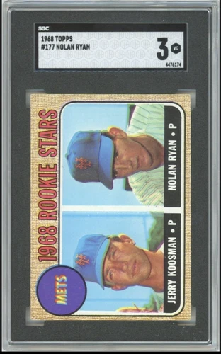 1968 TOPPS NOLAN RYAN RC & JERRY KOOSMAN #177 NY METS ROOKIE SGC 3 (SAME AS PSA)