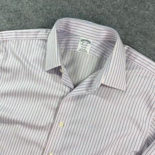 Brooks Brothers Regent Mens Button Down Shirt 16.5 x 34 White Striped