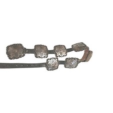 Angel Ranch Western Belt L41" Womens Embossed Square Black Silver Tone