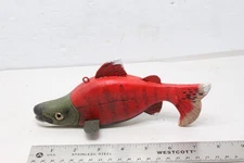 Salmon Ice Fish Spearing Decoy Folk Art Carved By Bevy Williams 8"