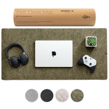 Nordik Large Felt Desk Mat Timber Moss Green 35x17 Inch Computer Keyboard Mouse