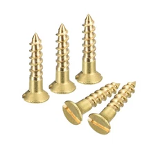 45Pcs M2.5 x 12mm Brass Slotted Drive Flat Head Wood Screws Self Tapping Screw