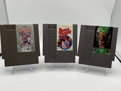 NES Nintendo Lot: Tecmo Bowel, Bases Loaded & Blades of Steel  Carts Only Tested
