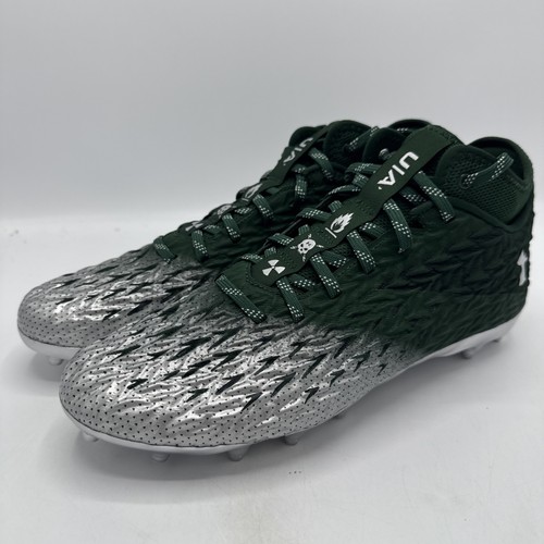 Under Armour Spotlight Clone 3.0 MC Men's 10 Football Cleats Green/Silver