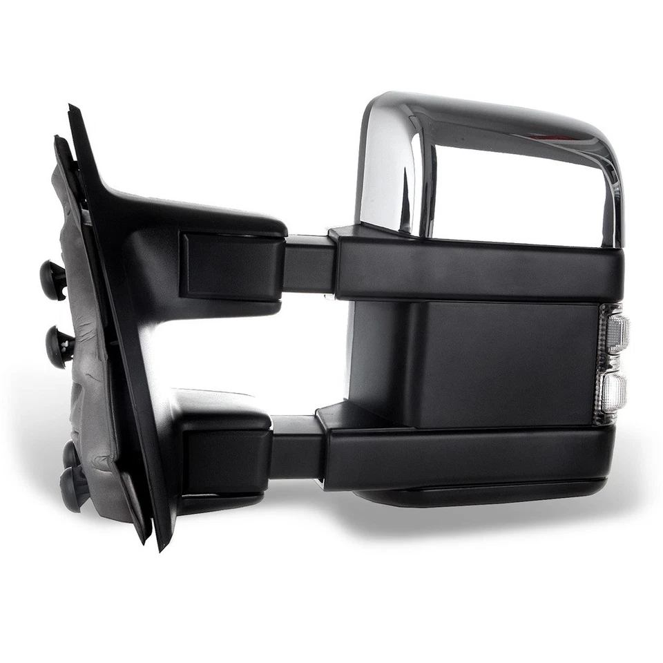 Pair Chrome Tow Mirrors For 08-16 F250-550 Super Duty Power Heated Turn Signal - Image 3 of 4