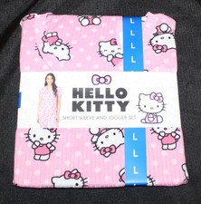 New ladies HELLO KITTY short sleeve jogger loungewear set Size large