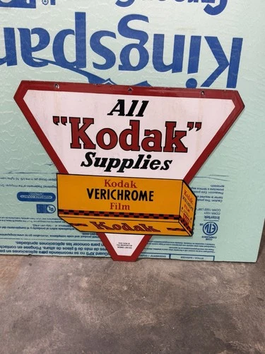 Vintage Kodak Camera Supplies  Film Porcelain Double Sided Sign Near Mint