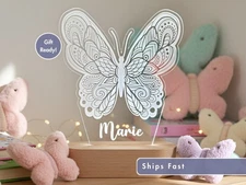 Butterfly Custom LED Name Light, Personalized Bedroom Decor Sign