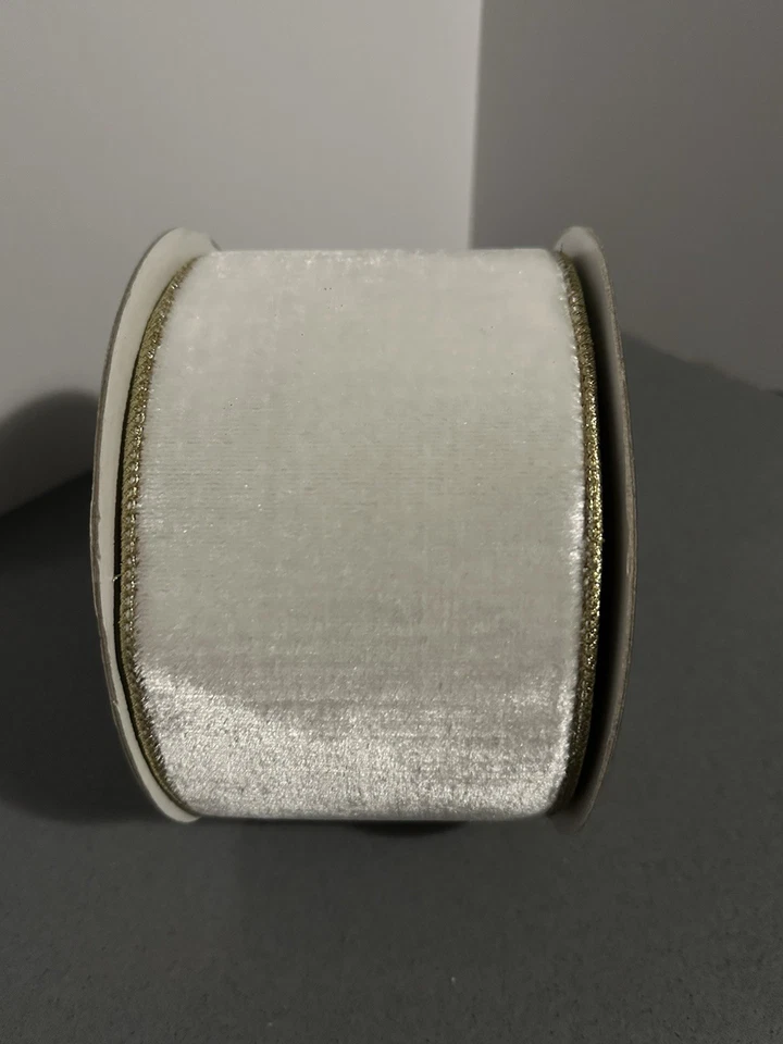 Cinta con cable de terciopelo llamativo marfil Farrisilk 4" X 10 yardas Foto 4 de 4