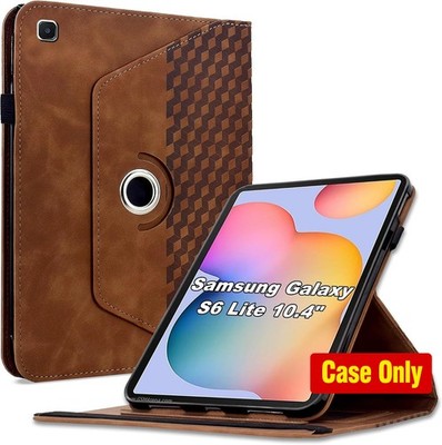 Case for Samsung Galaxy Tab S6 Lite 10.4, 360 Degree Rotating Folio Cover, Brown