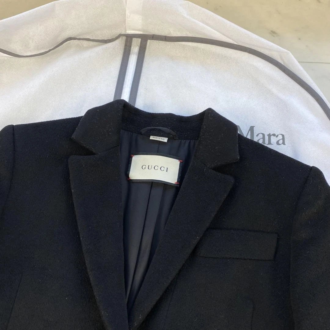 Gucci Cappotto Chesterfield Lana Nero Dal Giappone