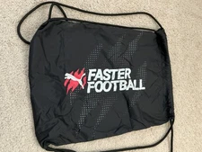 Faster Football PUMA Logo Cinch Drawstring Bag Sack  Black 12x16" Lightweight
