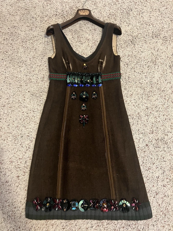 PRADA 2005 Runway Collectible Dress Size 42 Bejeweled Rare - Image 3 of 4
