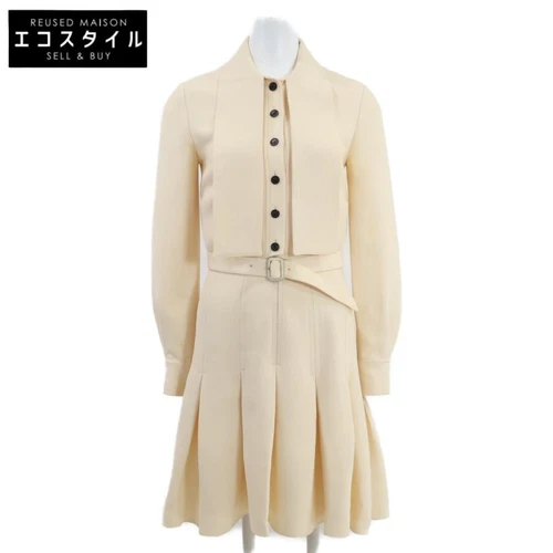 Robe ceinture en soie mélangée Christian Dior 841D16A1166 régulière domestique 38 ivoire Aut