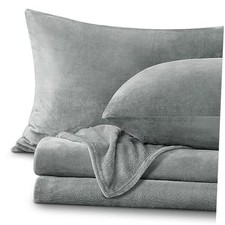 Fleece Sheets Size Bed Set, Super Soft and Warm Fuzzy Plush Sheet Queen Grey