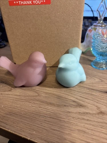 Vintage Fenton Pink/purplish Bird And Blue Bird NOTE* Chip On Beak