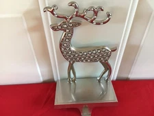 Silver And Rhinestone Reindeer Stocking Hanger