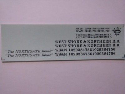 The Herald King HO Decal ''West Shore & Northern R.R. The Northgate Route'' ~ TS