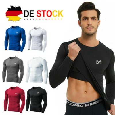 MEETYOO Herren Kompressionsshirt Funktionsshirt Langarm Sportshirt Fitnessshirt Männer