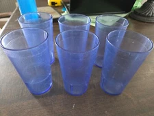 CAMBRO 1200P Colorware Blue Vintage 12oz Plastic Tumbler Restaurant Set of 6