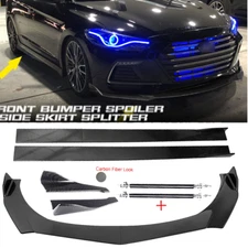Front Bumper Lip Splitter Spoiler Rear Lip Strut Rod For Hyundai Carbon Fiber