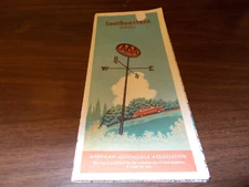 1955 AAA Southeastern States Vintage Road Map